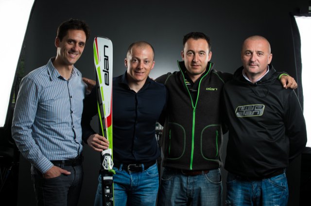 Na fotce zleva: Luka Grilc, Elan's Brand and Product Director; Max Blardone; Blaž Lazar, Race Manager; Dušan Kapš, serviceman