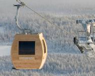 Sauna gondola ve finském Ylläs ski resort.