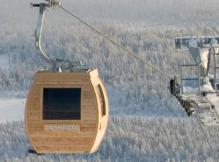 Sauna gondola ve finském Ylläs ski resort.